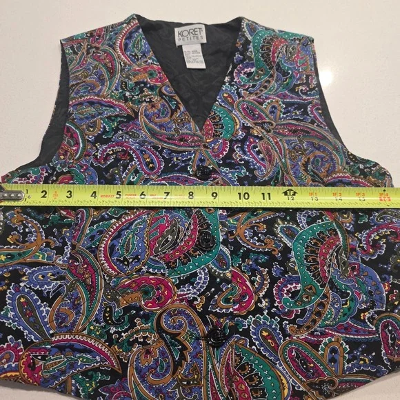 Vintage Koret Petites Paisley Vest Size 4P Multicolor Button Front Boho Retro - Picture 4 of 9